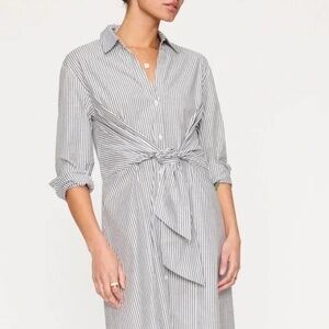Brochu Walker Ashland Button Front Midi Dress - Fraser Grey Stripe L